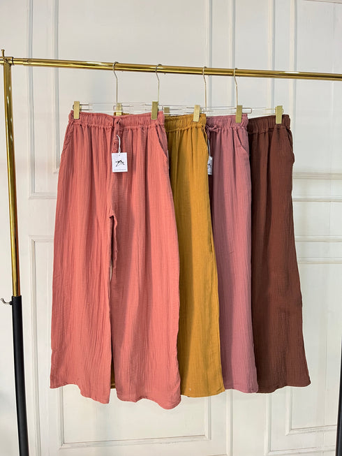 Summer Cotton Loose Wide Leg Trousers